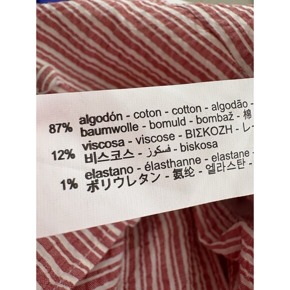 ZARA Red White Candy Stripe Puff Sleeve XS Crop Top Woman Ruffle Cottage Boho - Picture 4 of 5